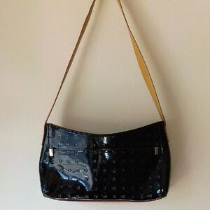 ARCADIA Patent Leather Shoulder Bag Purse Made In ITALY 10 X 6 Red Piping